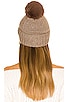 Cashmere Slouchy Cuff Beanie with Faux Fur Pom, view 2 of 3, click to view large image.