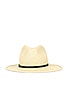 view 3 of 3 Panama Continental Hat in Natural & Black Leather