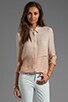 view 1 of 5 Button Down Ombre Blouse in Vanilla & Praline