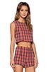 view 2 of 4 Slit Back Top in Poppy Plaid
