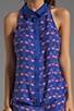 view 4 of 5 Collared Tank Blouse in Flamingo Print