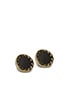 view 1 of 2 House of Harlow Sunburst Button Earrings with Black Leather in Gold & Black Leather