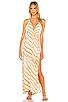 view 1 of 3 River Triangle Plunge Wrap Skirt Maxi Dress in Golden Zebra