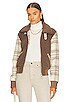 view 1 of 5 Wool Plaid Sherpa Bomber Jacket in Taupe Plaid