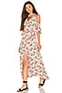 view 1 of 3 Cold Shoulder Maxi Wrap Dress in Blush Pink Multi