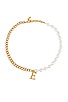 view 1 of 4 Pearl + Chain Initial Necklace in Gold