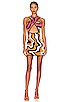 view 1 of 3 Cher Butterfly Dress in Taffy, Carrot, Pear, Black & White