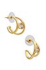 view 1 of 3 Arden Huggie Earrings in Gold, White, & Crystal