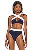 view 1 of 5 Coco Reversible Bikini Top in Navy & Jean