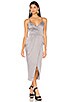 view 1 of 3 Satin Wrap Midi Dress in Silver