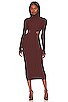 view 1 of 4 Banji Turtleneck Cut Out Midi Dress in Dark Brown