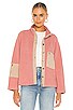 view 1 of 5 Callie Contrast Fleece Jacket in Pink & Beige