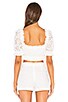 view 3 of 4 Cropped Peasant Top With Puff Sleeves in White