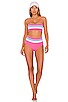 view 4 of 4 Portia Stripe Classic Bikini Bottom in Bubble Gum, White, & Aura