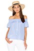 view 1 of 5 Off Shoulder Top in Powder Blue Stripes
