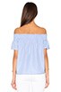 view 3 of 5 Off Shoulder Top in Powder Blue Stripes