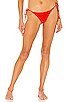 view 1 of 5 Wavy Ruched Back Tie Side Bikini Bottom in Lava Red