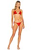 view 4 of 5 Wavy Ruched Back Tie Side Bikini Bottom in Lava Red