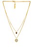 view 1 of 2 X For Love & Lemons Double Heart Charm Necklace in Gold