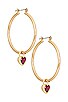 view 1 of 3 X For Love & Lemons Bezel Heart Charm Hoops in Gold