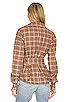 view 3 of 4 Mia Lightweight Flannel Wrap Top in Mesa Tan Plaid