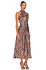 view 2 of 3 Aline Cross Over Halter Midi Dress with Side Gather in Water Snake Print