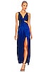 view 1 of 5 Silvina Wrap Cut Out Gown in Sapphire