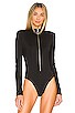 Cybill Rib Long Sleeve Bodysuit with Zip, view 2, click to view large image.