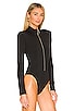 Cybill Rib Long Sleeve Bodysuit with Zip, view 3, click to view large image.