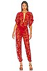 view 1 of 3 x REVOLVE Rectangle Jog Jumpsuit in Dark Red Floral