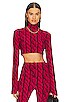 view 1 of 4 Slimm Fit Turtleneck Cropped Top in Red Cable