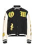 view 1 of 7 Graphics Leather Varsity Jacket in Black & Yellow