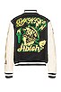 view 2 of 7 Graphics Leather Varsity Jacket in Black & Yellow