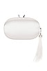 view 1 of 5 Jenna Feather Tassel Clutch in White & Silver