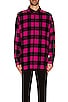 view 3 of 3 Curved Logo Flannel Overshirt in Fuchsia