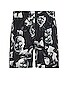 view 2 of 5 Skulls Print Swimshort in Black & White