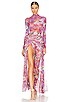 view 4 of 5 Printed High Slit Maxi Skirt in Pink Multi