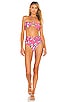 view 4 of 4 Pandola Ruched High Waist Bikini Bottom in Hot Pink