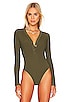 view 2 of 5 Grayson Long Sleeve Henley Bodysuit in Olive