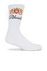 view 4 of 4 Crest Logo Sock in White, Tan, & Red