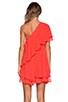 view 3 of 4 Brunelle Bib Dress in Red Orange