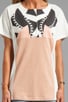 view 3 of 3 Short Sleeve V-Neck Slit Tee Shirt in White & Powder Pink & Pink