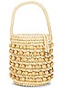 view 1 of 4 Wood Beaded Mini Bucket Bag in Natural Straw & Beads