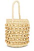 view 3 of 4 Wood Beaded Mini Bucket Bag in Natural Straw & Beads