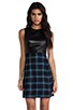 view 1 of 6 Everett Plaid Leather Combo Marlee Dress in Black & Lapis Multi
