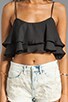 view 3 of 3 Lil Miss Crop Top in Black Silky Satin