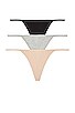 view 1 of 6 Gisella G-String 3 Pack in Black, Heather Grey & Macadamia