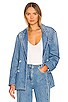 view 1 of 5 Double Breasted Denim Blazer in Medium Blue