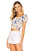view 2 of 4 Juliette Smocked Crop Top in White Tropical