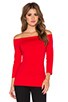 view 1 of 3 Banded Off the Shoulder Top in Perfect Red